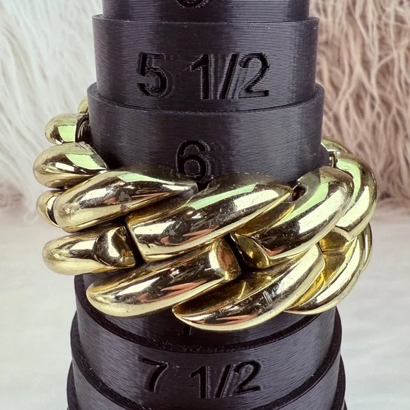 Vintage 80s weighted goldtone wideband bracelet - Picture 5 of 12